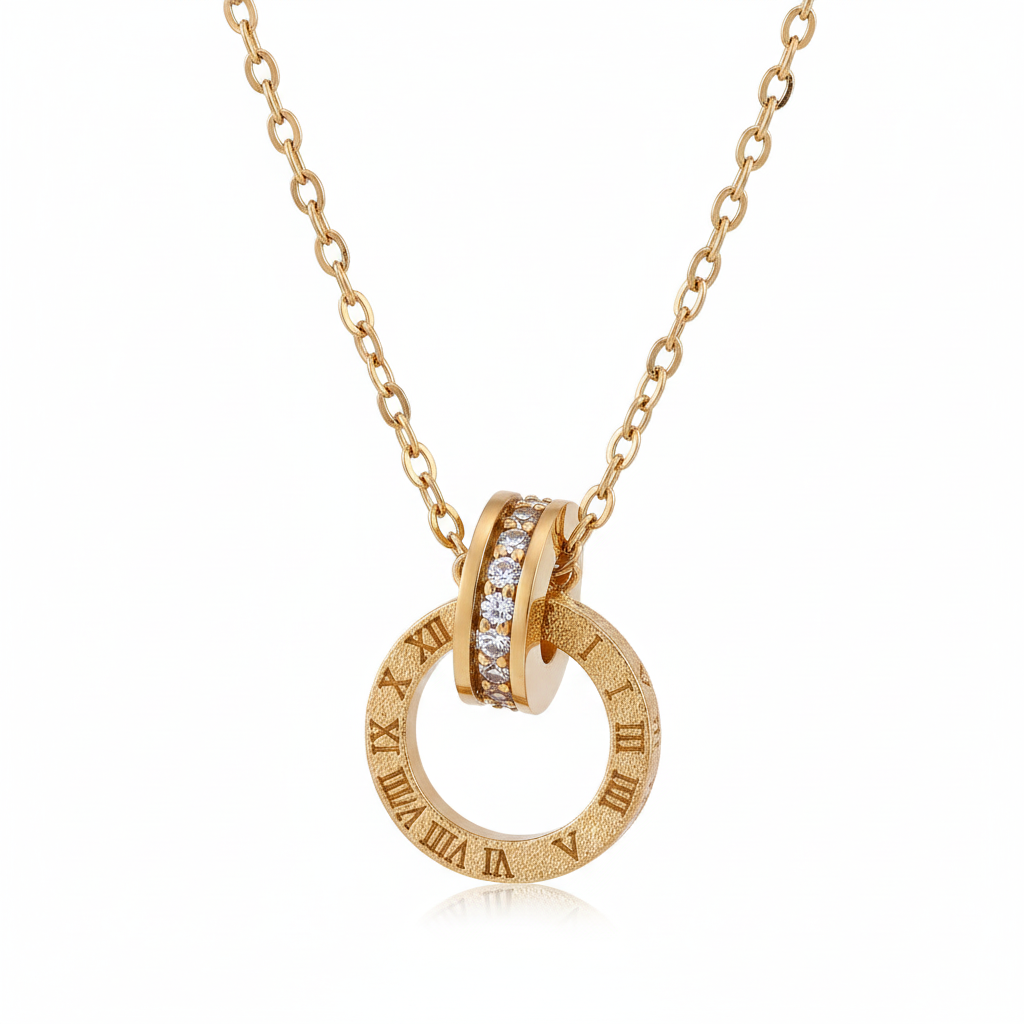Nandini Roman Letter Gold Necklace jewellery product view 7