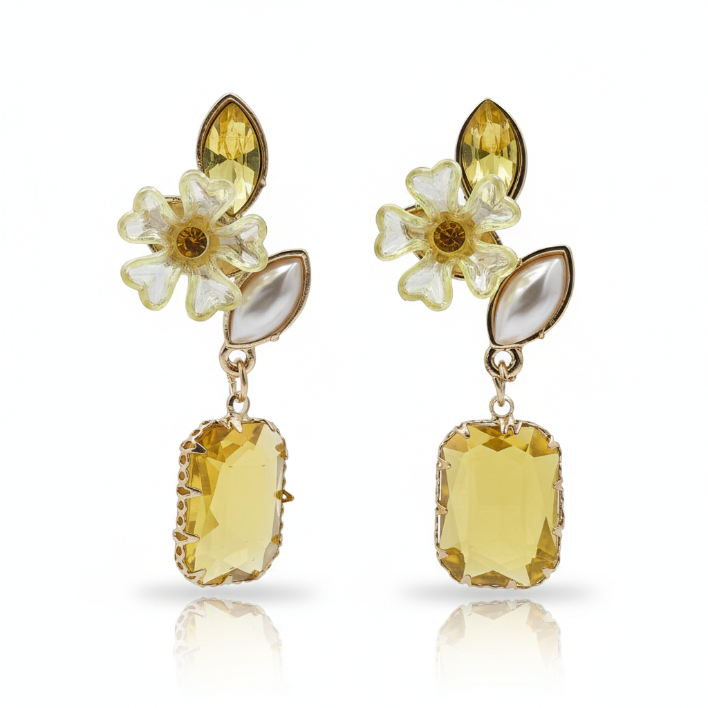 Amber Glow Floral Earrings jewellery product view 6