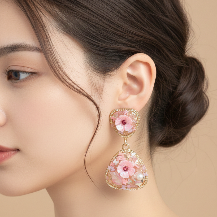 Rose Bloom Designer Earrings jewellery product view 5