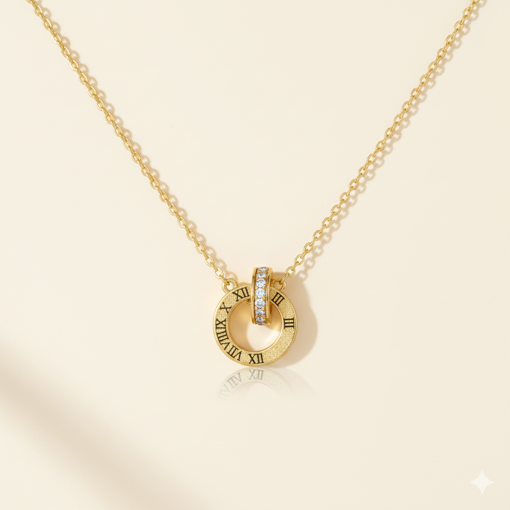 Nandini Roman Letter Gold Necklace jewellery product view 6
