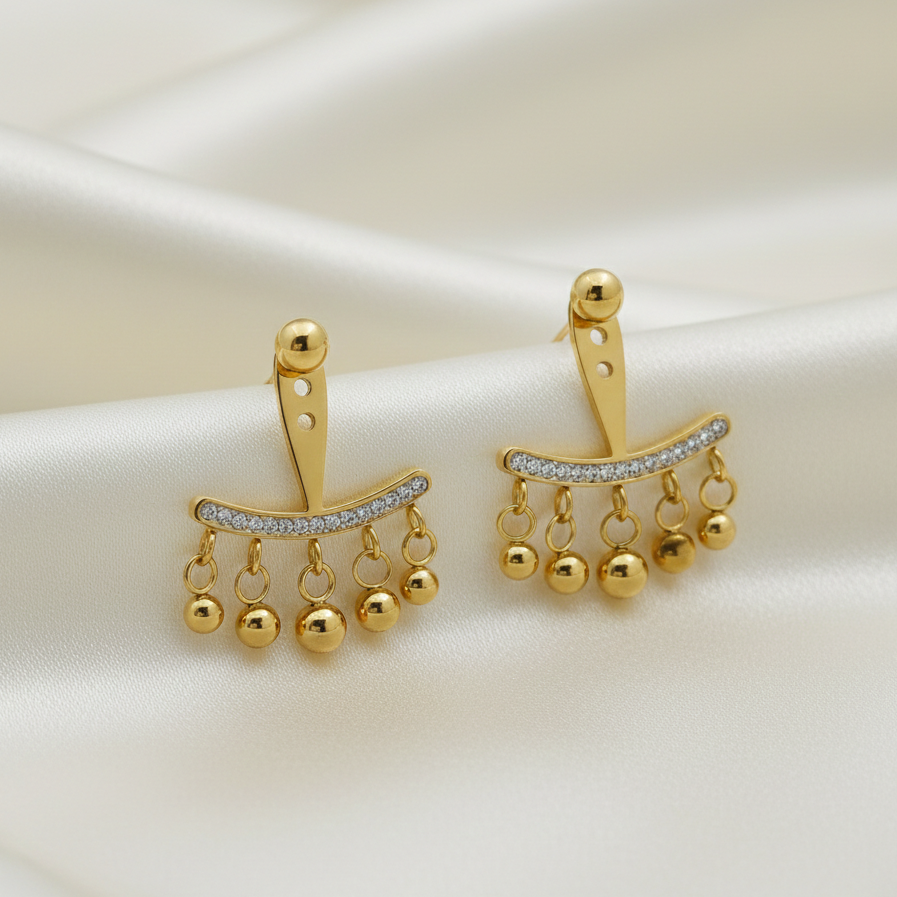 Golden Jhalar Luxe Chandelier Earrings jewellery product view 2