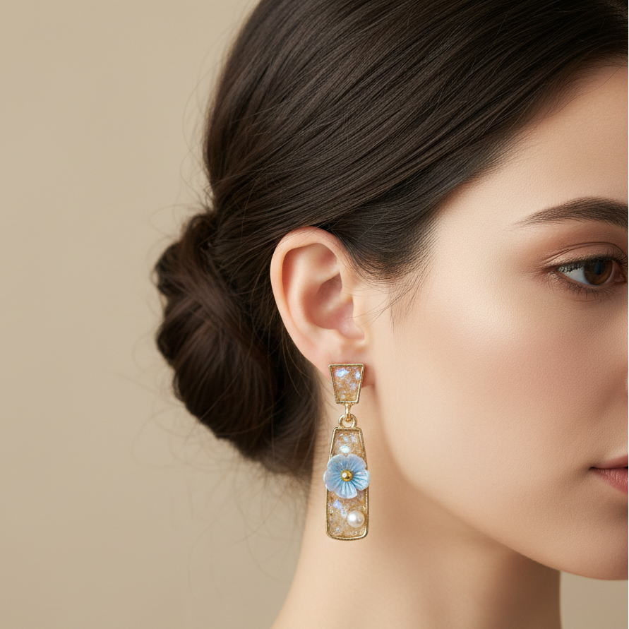 Sky Bloom Pearl Earrings jewellery product view 5