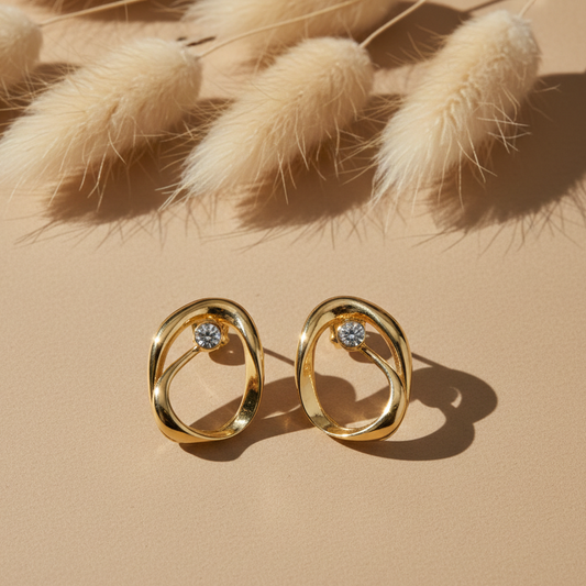 Orbit Diamond Gold Earrings jewellery product view 1
