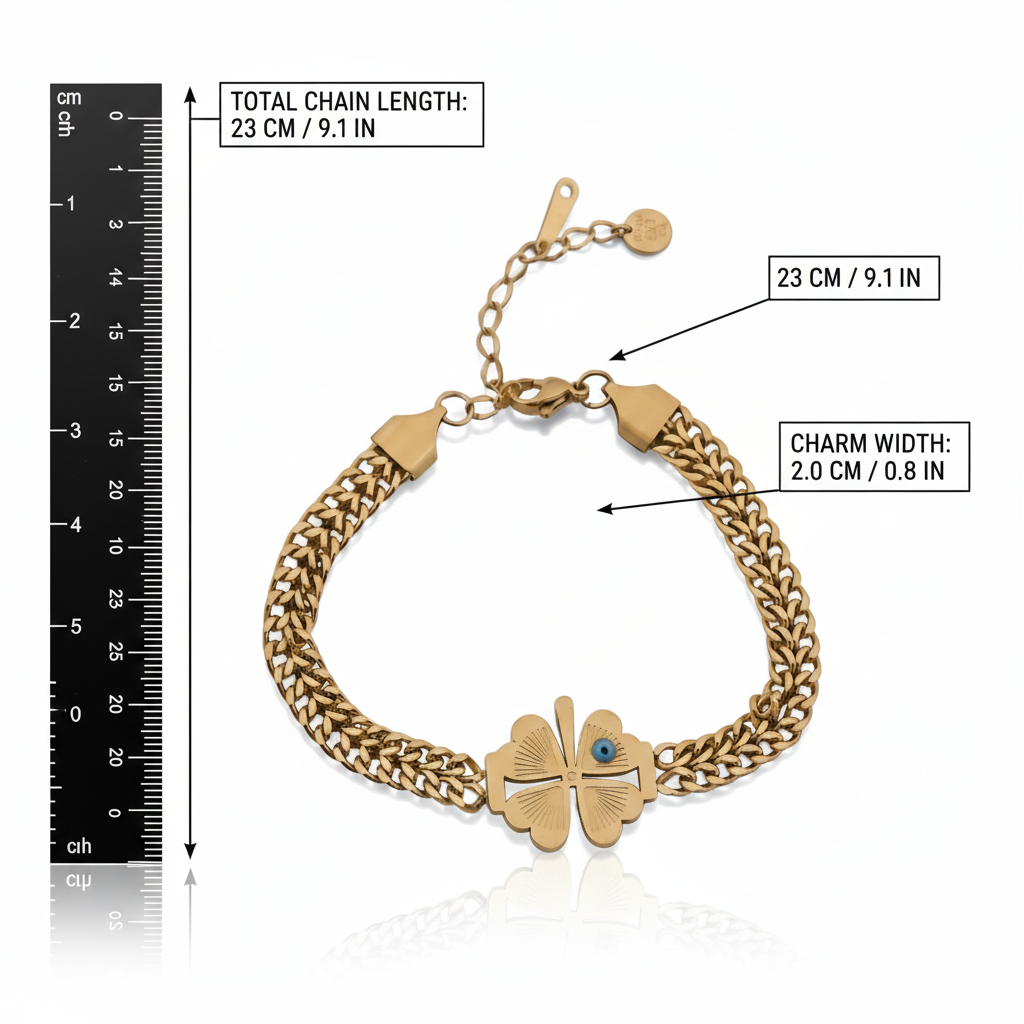 Elite Gold Nazar Clover Bracelet jewellery product view 8