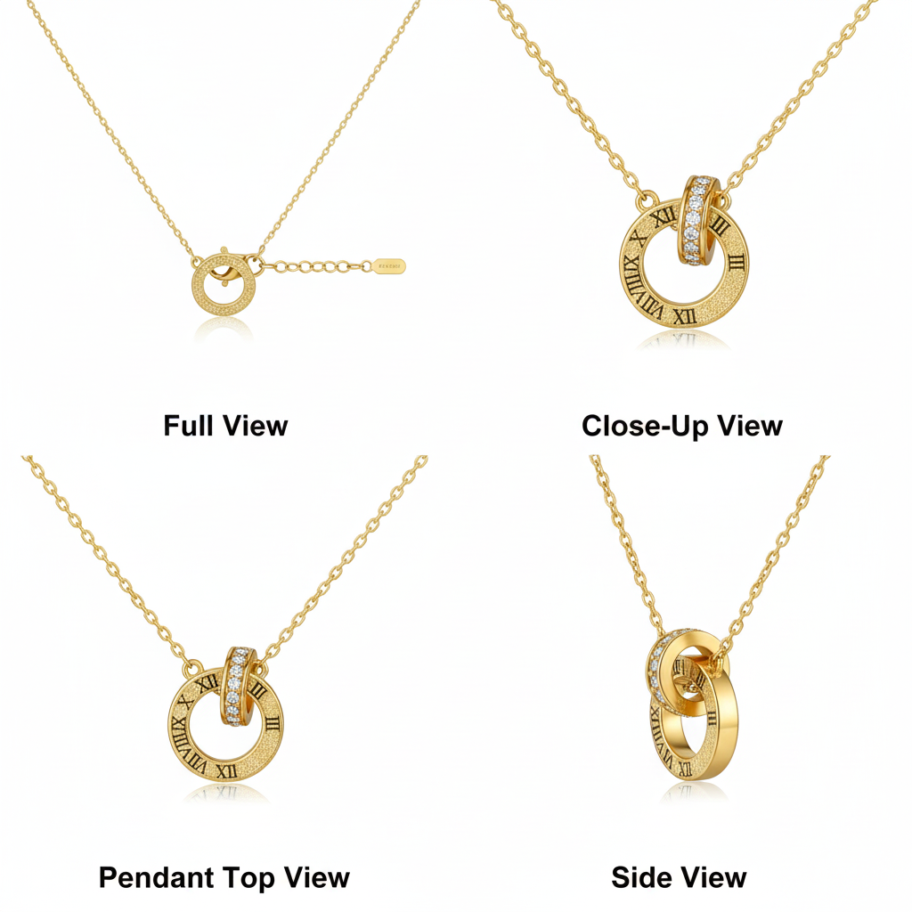 Nandini Roman Letter Gold Necklace jewellery product view 10