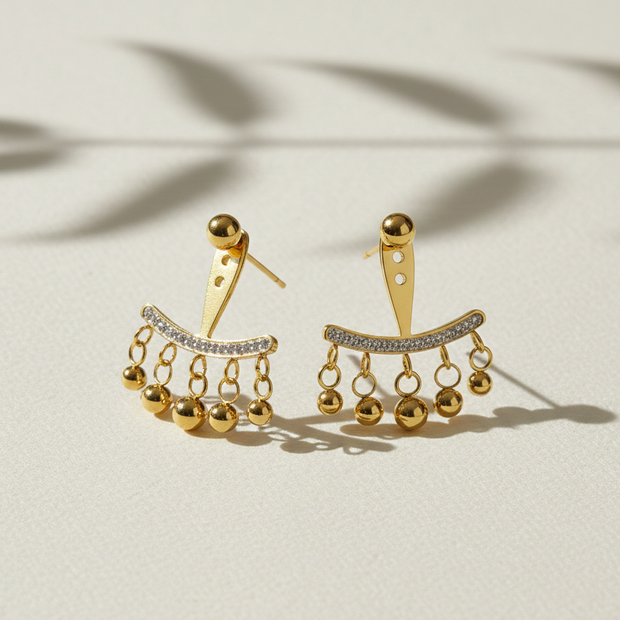 Golden Jhalar Luxe Chandelier Earrings jewellery product view 1