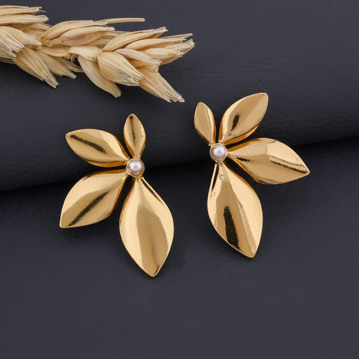 Gold Flower Earrings jewellery product view 8