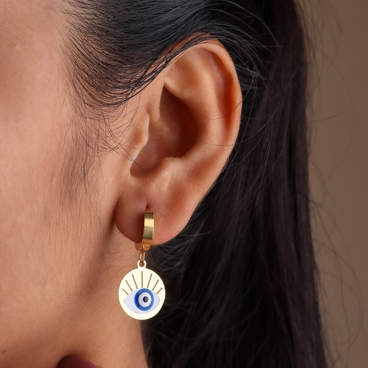 Evil Eye Round Earrings jewellery product view 4