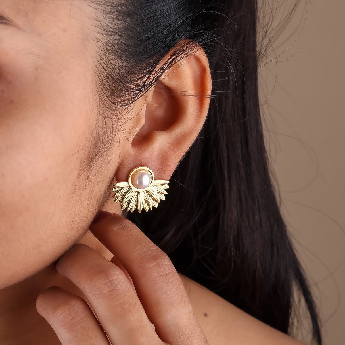 Pearl Hoop Earrings jewellery product view 4