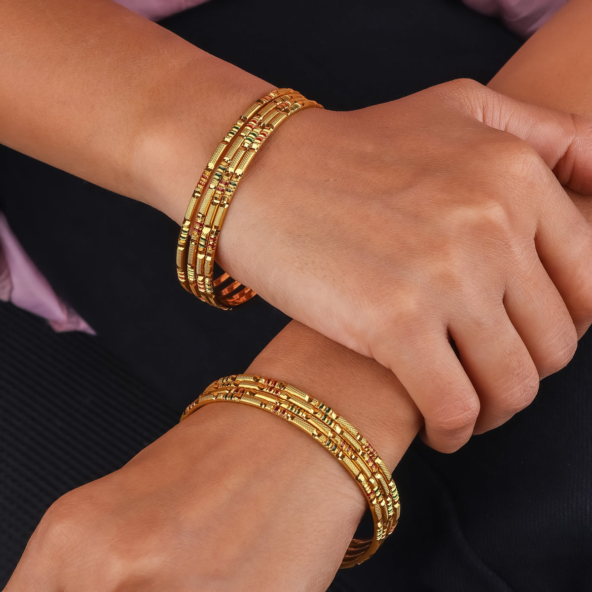 Jiswika Traditional Gold Bangles jewellery product view 5