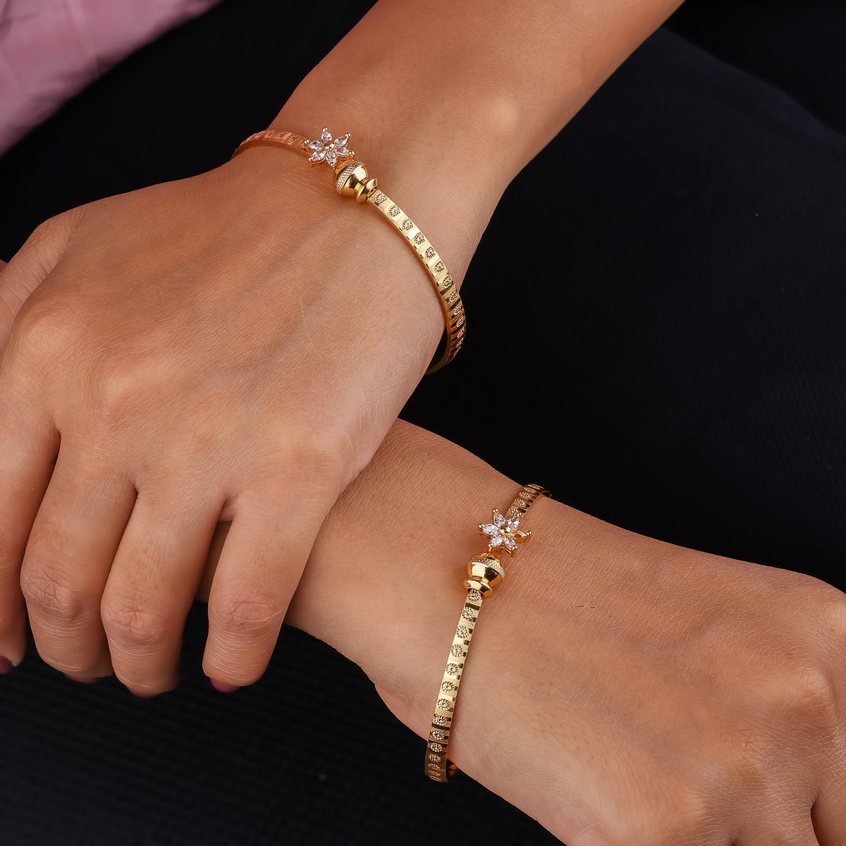 Floral Stone Kada Bangles jewellery product view 5