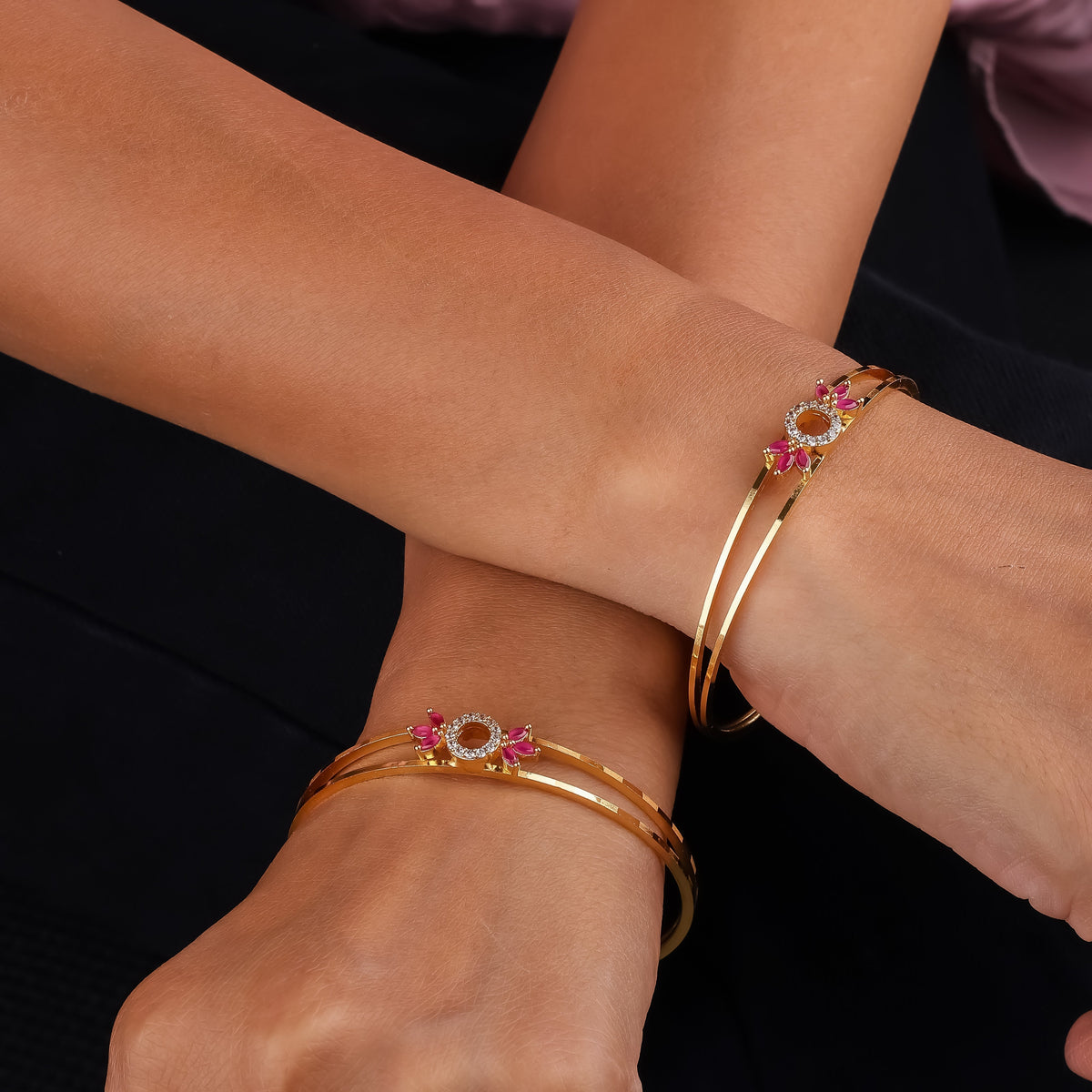 Ruby Circle Charm Bangles jewellery product view 2