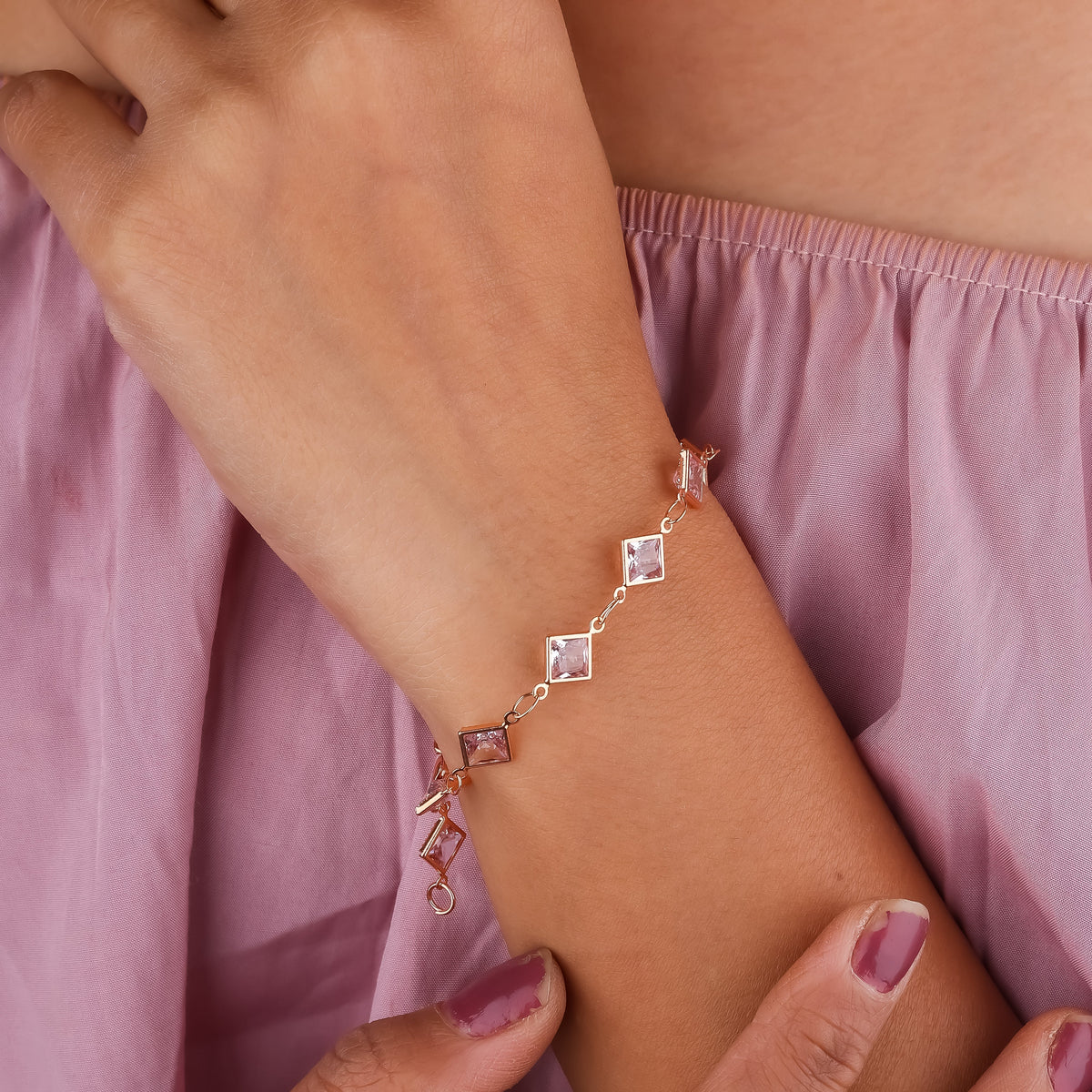 Veloura Geometric Crystal Bracelet jewellery product view 2