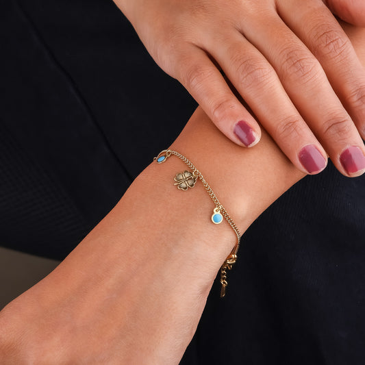 Celestial Clover Nazar Gold Bracelet jewellery product view 2