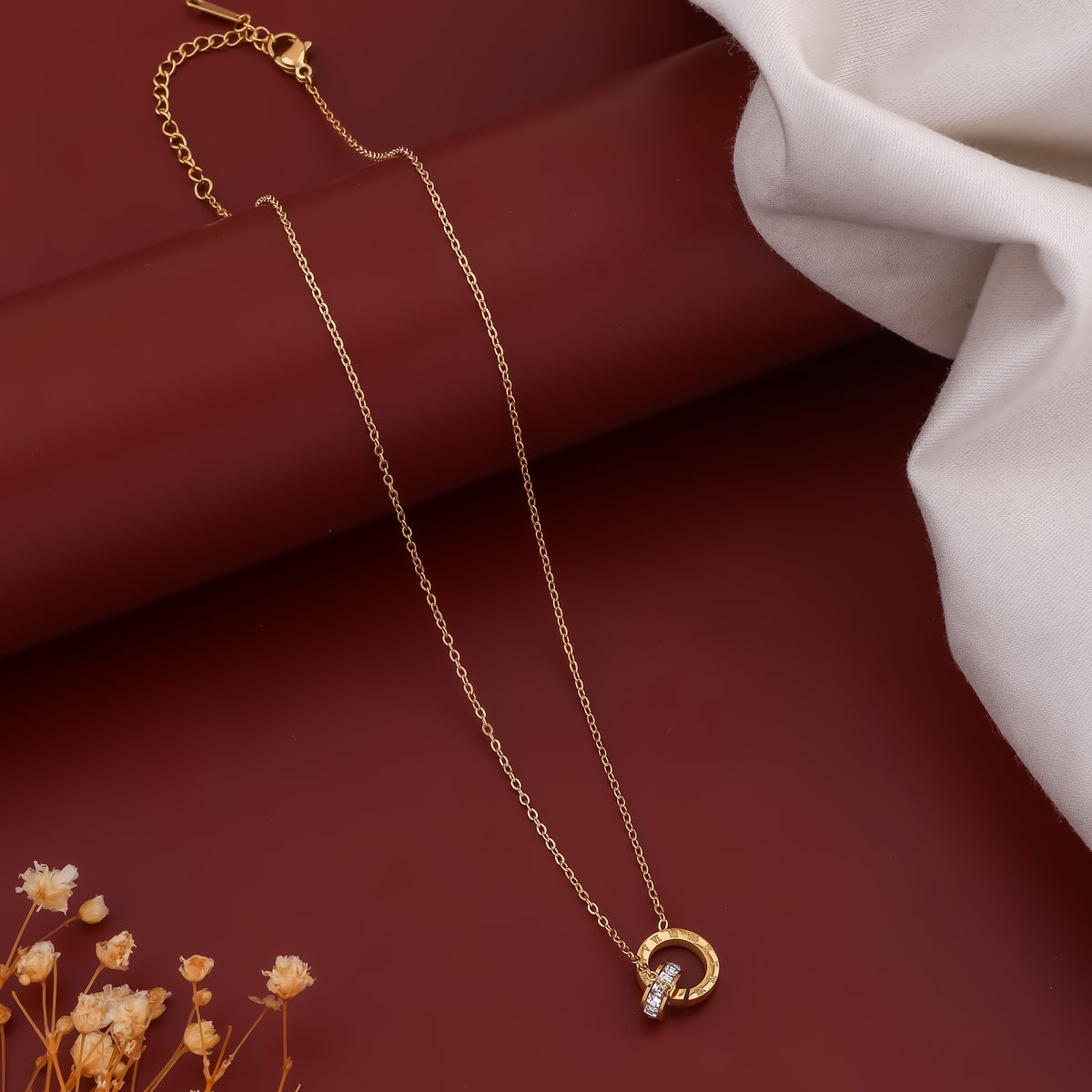 Nandini Roman Letter Gold Necklace jewellery product view 3