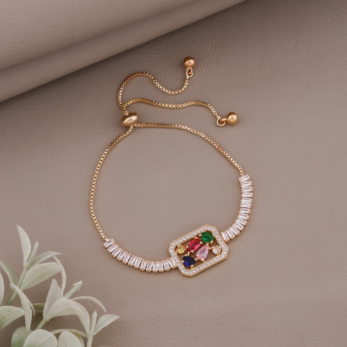 Opulent Multicolor Baguette Stone Bracelet jewellery product view 7