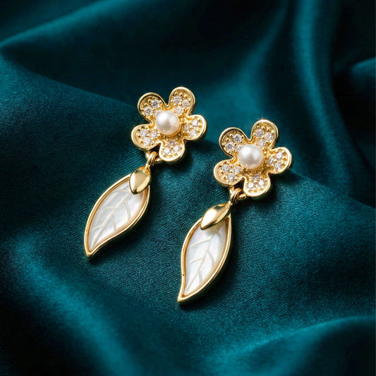 Nazakat Pearl Flower Earrings jewellery product view 1