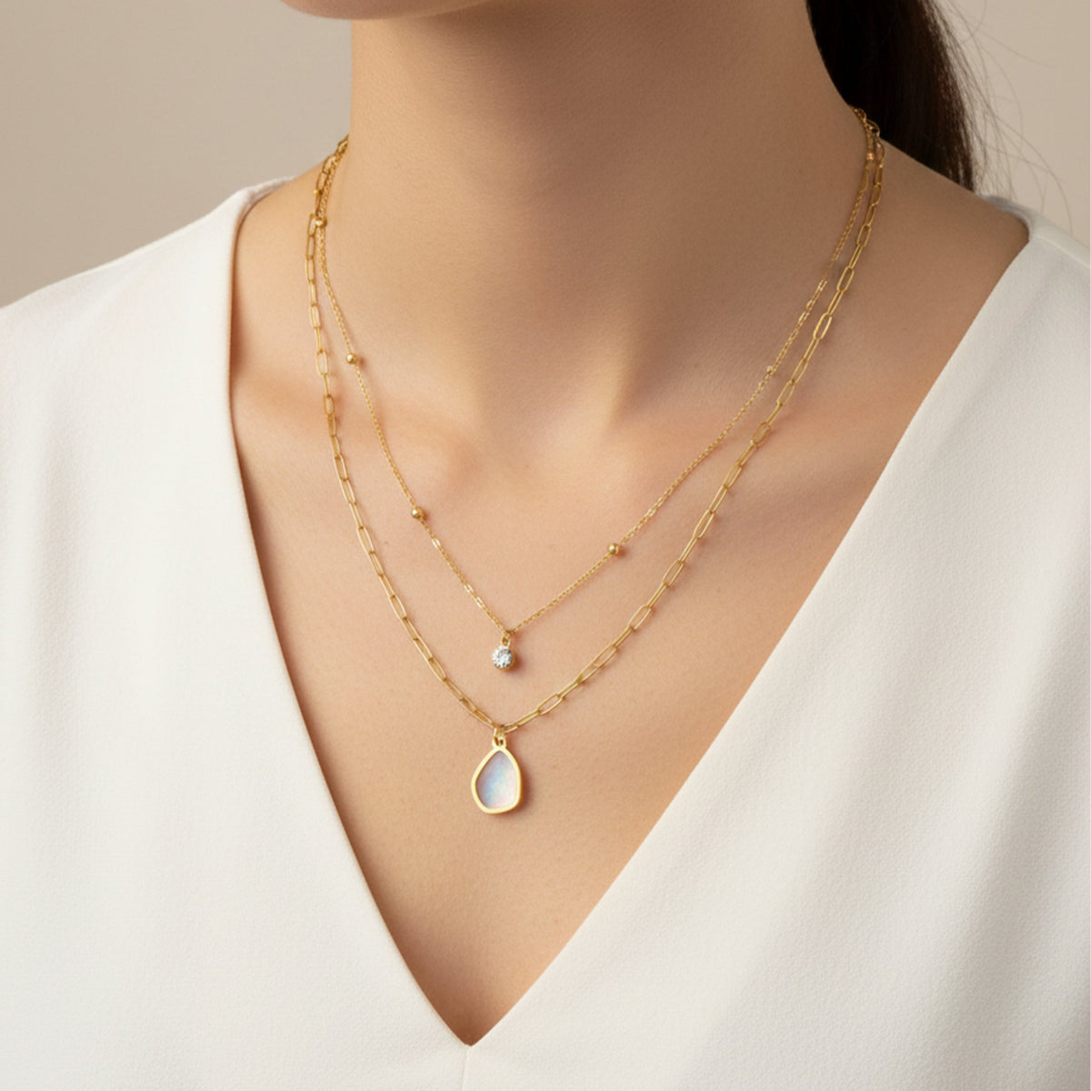 Veloura Luxe Double Layer Gold Pendant jewellery product view 7