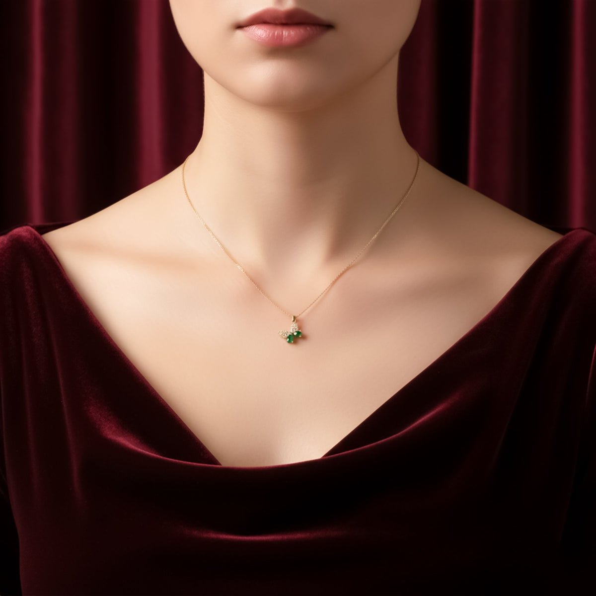 Emerald Butterfly Necklace jewellery product view 3