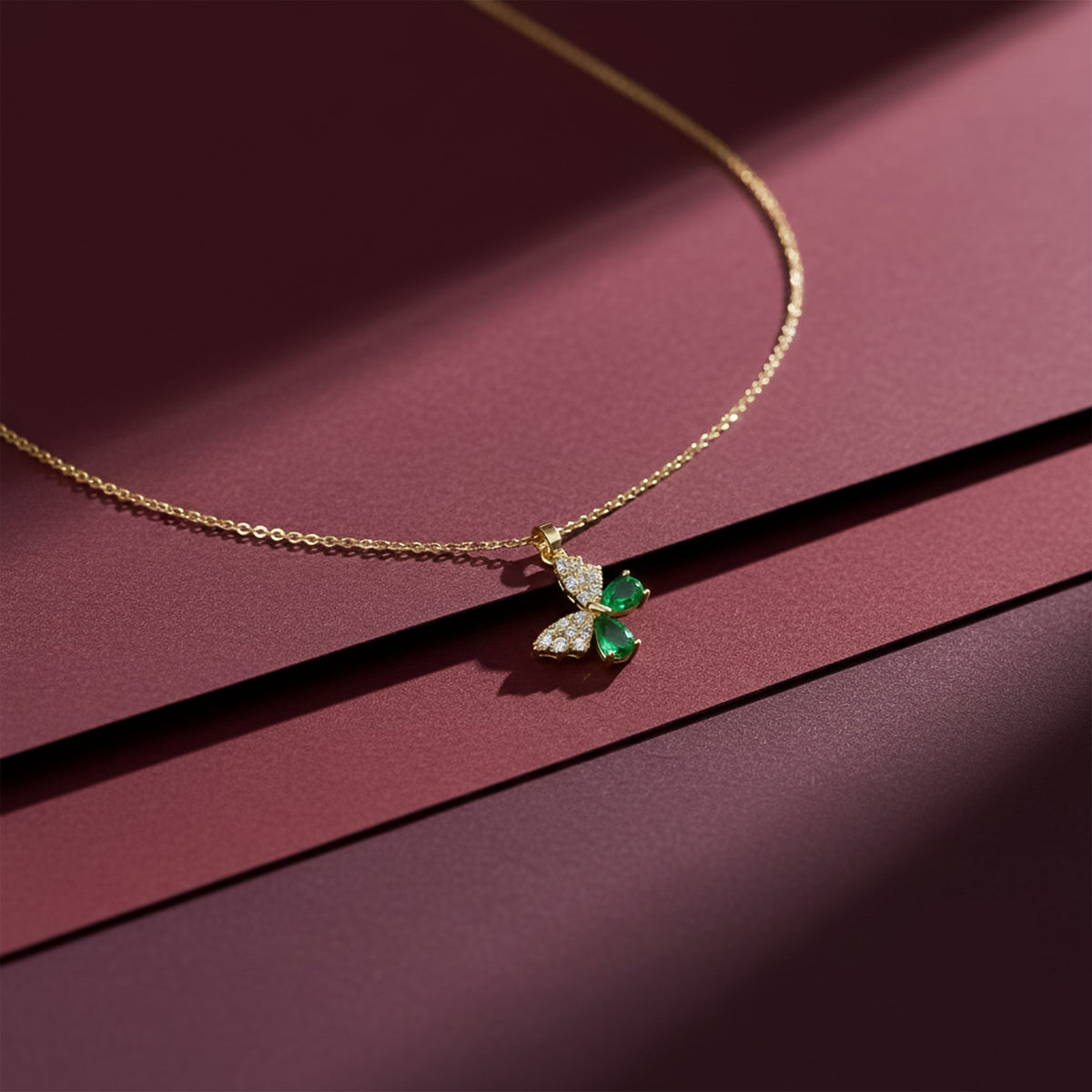 Emerald Butterfly Necklace jewellery product view 1