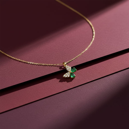 Emerald Butterfly Necklace jewellery product view 1