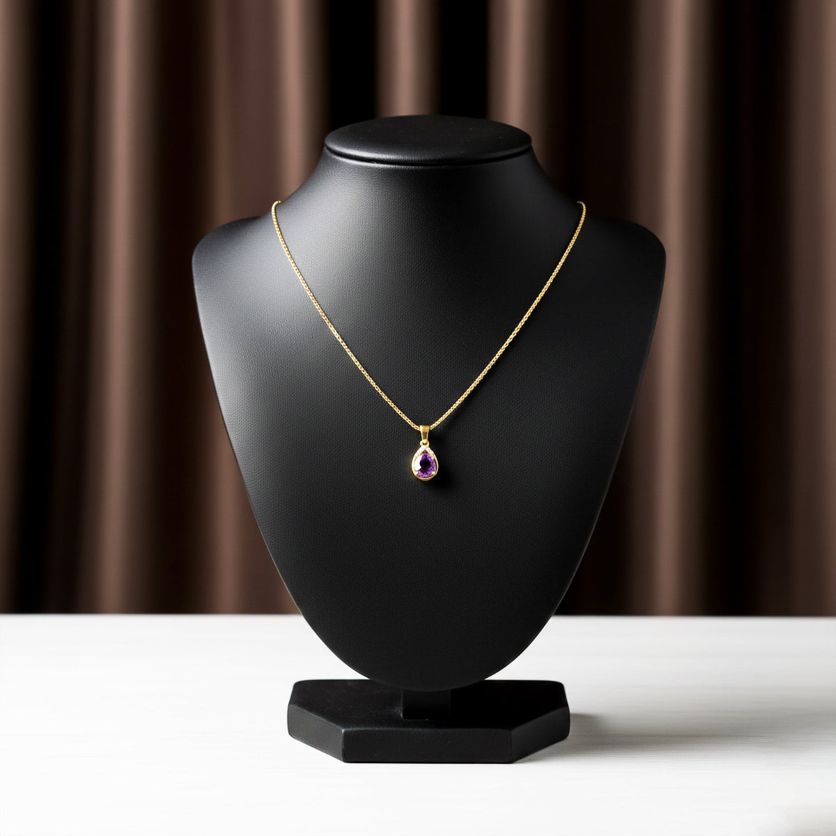 Purple Amethyst Gold Pendant Necklace jewellery product view 6