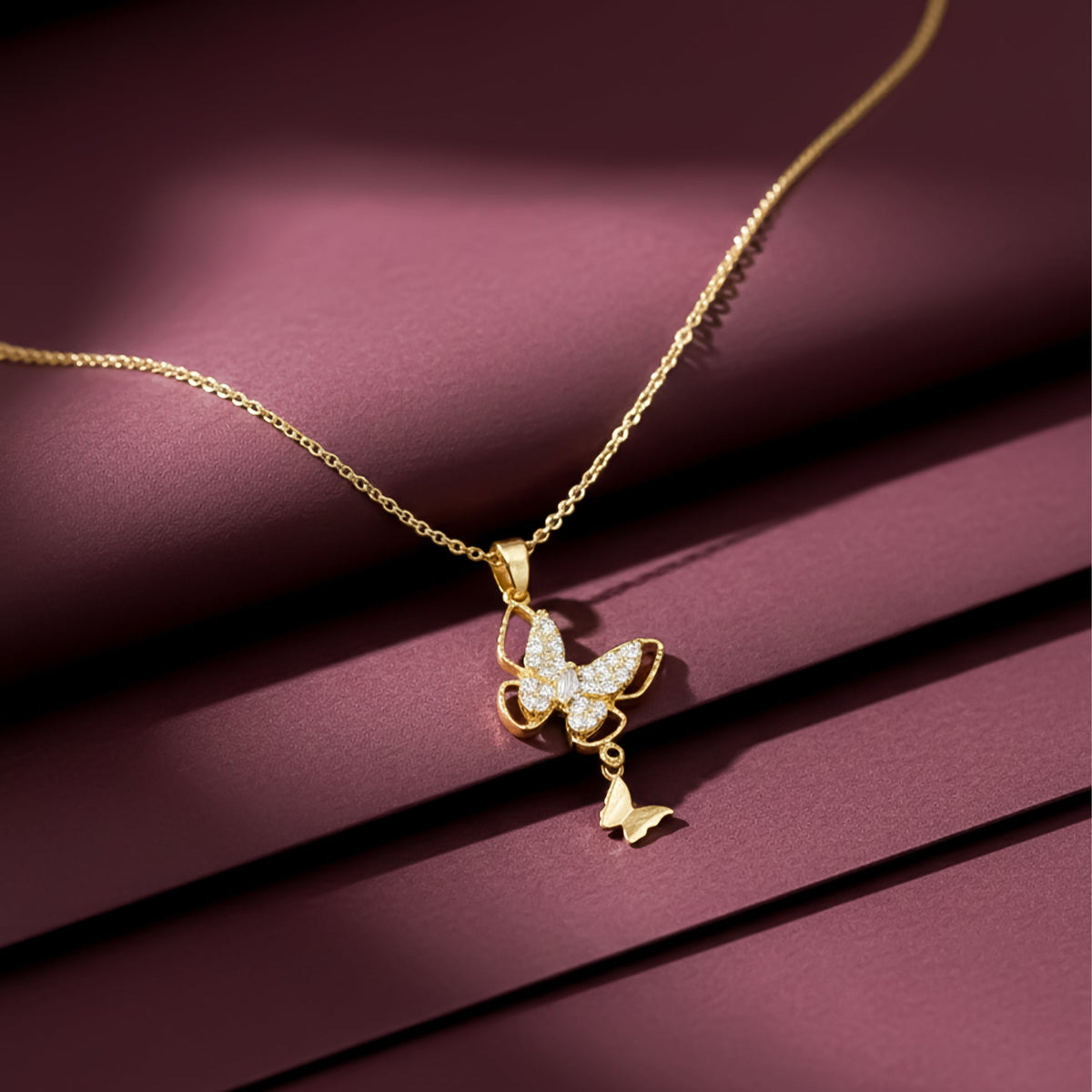 Royal Crystal Butterfly Drop Necklace jewellery product view 1