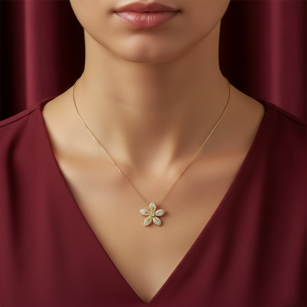 Luxe Floral Sparkle Necklace jewellery product view 5