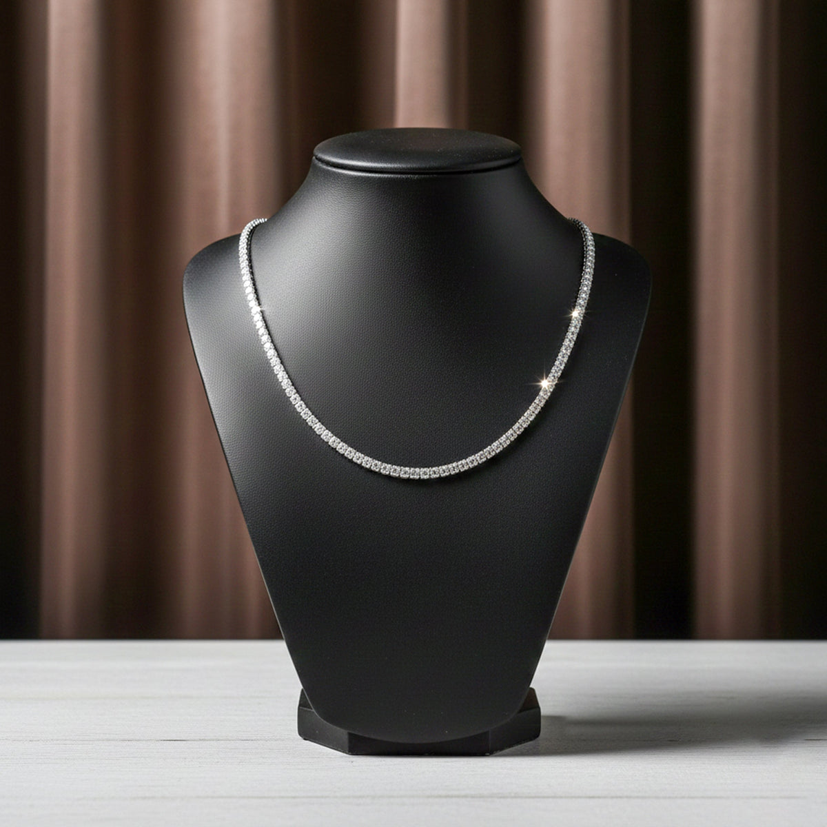 Silver Diamond Tennis Necklace jewellery product view 5