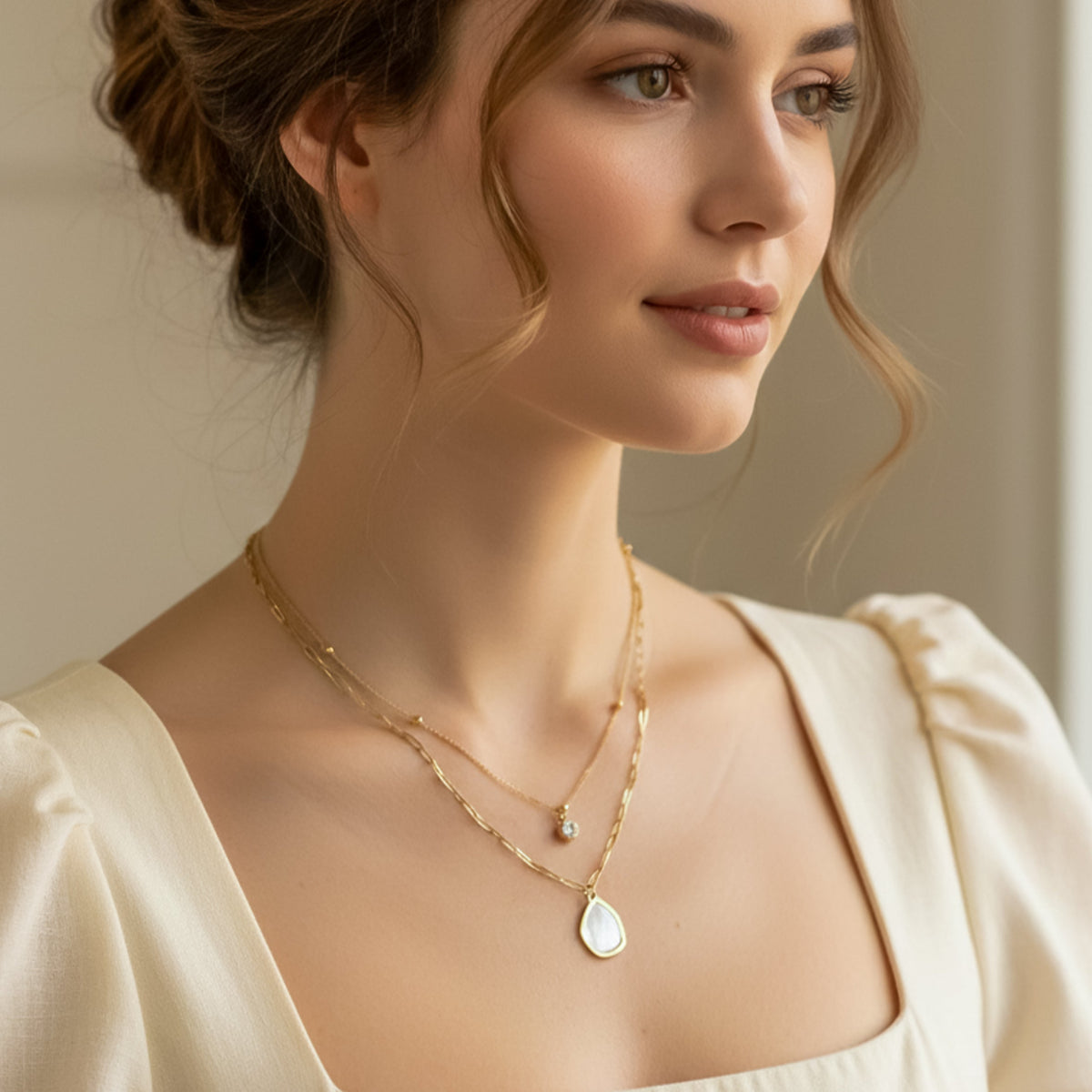Veloura Luxe Double Layer Gold Pendant jewellery product view 5