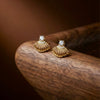 Shell Crystal Gold Stud Earrings jewellery product view 1